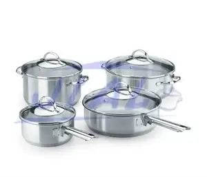 Jiali 8 PCs Tri-ply Sartén antiadherente Cacerola y cacerola Juego de utensilios de cocina de acero inoxidable