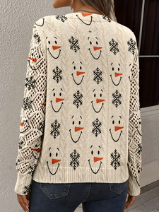 Suéter de punto amarillo con estampado de árbol de Navidad para mujer, cuello en V, manga larga, grueso, cómodo, para las fiestas, invierno 2026 - Product Image 2