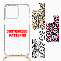 Coques de téléphone en sublimation en gros pour iPhone 15 16 17 Pro Max avec motifs léopard, étuis de protection personnalisables avec logo et cordon de téléphone