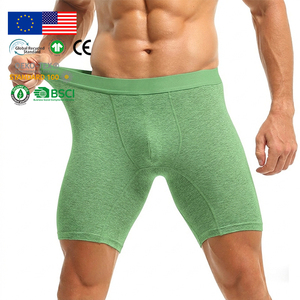 Sous-vêtements pour hommes personnalisables en coton vert prairie, taille élastique, respirants pour l'été, taille mi-haute, légers pour le quotidien, slips et boxers pour hommes - Product Image 1