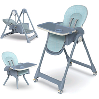 Chaise haute multifonctionnelle pour enfants, directement de l'usine, avec mode rehausseur, mode balancelle, se transforme en trottinette, hauteur réglable