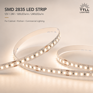 Tira de Luces <span class=keywords><strong>LED</strong></span> SMD 2835 de 12 V 24 V, 120 <span class=keywords><strong>LED</strong></span>/m 240 <span class=keywords><strong>LED</strong></span>/m, Cinta <span class=keywords><strong>LED</strong></span> Flexible para Gabinetes, Cocinas, Iluminación de Proyectos Comerciales - Product Image 1