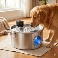 Tempat Minum Hewan Peliharaan Kapasitas Besar 12L, Dispenser Air Anjing Otomatis Bahan Stainless Steel 304, Penyedot Air Hewan Peliharaan Pintar Nirkabel