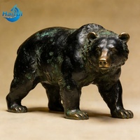 Statue de taureau, d'ours, de guépard, de léopard en métal, laiton, bronze noir, grandeur nature, personnalisée, pour extérieur, jardin, centre commercial, à vendre