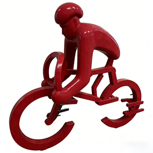 Escultura de Ciclista de Fibra de Vidrio Personalizada, Modelo de Dibujos Animados, Estatua Deportiva de Bicicleta Roja con Recubrimiento UV para Decoración de Parques y Estadios - Product Image 2