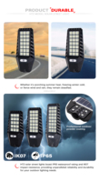 200w Led Rue Lampe Solaire Intégrée Solaire Pv Led Rue Lumière ABS Logement pour Jardin et Route