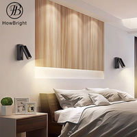 Lampe murale encastrée LED 3W pour chevet d'hôtel, noire et blanche, avec interrupteur à bouton, E26, pour chambre à coucher, maison, bureau