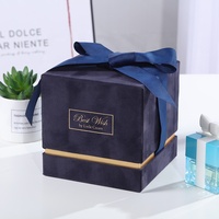 Boîtes cadeaux pour invités de mariage en stock, boîtes à invitations en velours avec ruban pour la Saint-Valentin, la fête des mères