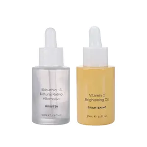 Atacado fosco amarelo verde soro cosméticos óleo essencial embalagem 30ml frasco conta-gotas de vidro rosa