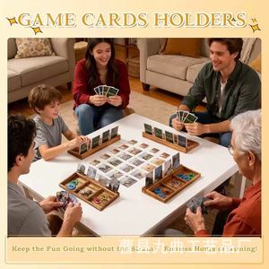 Expositor de cartas de madera con almacenamiento de fichas, organizador de juegos de mesa de madera maciza para póquer y juegos de mesa - Product Image 5