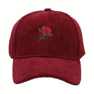 Gorra de béisbol de pana bordada con rosas a la moda, personalizada, para mujer, para primavera, actividades al aire libre, protección solar - Product Image 5