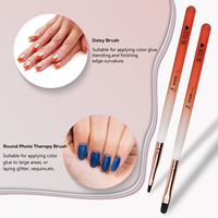 Nouvel ensemble professionnel de 7 pinceaux de nail art à manche acrylique orange et blanc pour vernis gel UV et peinture 3D – Effet dégradé tendance