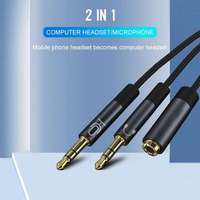 Adaptateur Y double stéréo 3,5 mm pour casque, répartiteur de fréquence, câble double mâle vers 2 femelles, gaine PVC pour appareil photo