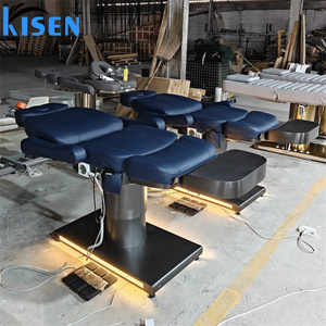 Kisen Electric Beauty Salon <b>Bed</b> Adjustable Full Body Massage Hairdressing Chair <b>LED</b> Light Barber Spa Seat For Commercial Salon - Product Image 3