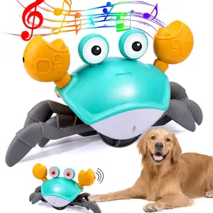 Usb Rechargeable Escaping Crab Dog Interactive Toy With Obstacle Avoidance Sensor Music Sounds & Lights Dancing Crab Dog Toy
