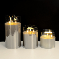 Bougie pilier LED sans flamme de luxe, grande taille, en verre et plastique, fonctionnant sur piles, écologique, décoration d'intérieur pour mariages