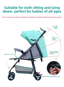 Poussette bébé pliable légère multifonctionnelle avec position assise et allongée, capote réversible pour nourrisson et tout-petit - Product Image 4