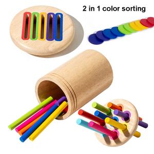 Jouet <span class=keywords><strong>Montessori</strong></span> en bois couleur cognition tri jeu d'association tout-petits apprentissage éducatif préscolaire bâtons de bois colorés trieur - Product Image 6