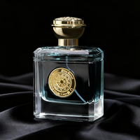 Bouchon de bouteille de parfum en verre cristal 100ml bouchon en bois estampé à chaud recyclable plat pour emballage de parfums