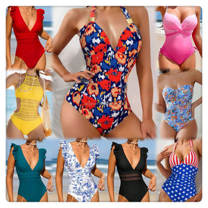 Nuovo costume da bagno donna alla moda di medie dimensioni <span class=keywords><strong>Bikini</strong></span> senza schienale un pezzo alto tropicale festa in piscina classe Sexy costume da bagno da donna - Product Image 1