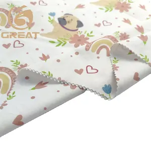 Tela de popelina de algodón orgánico 100%, tela de costura con estampado Floral Digital personalizada a medida para ropa de niños, vestidos, camisas