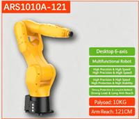 Bras robotisé industriel de bureau ARS1010A-121, charge utile de 10 kg, portée de 1210 mm, haute précision, manipulateur robotique multifonctionnel, 180 W