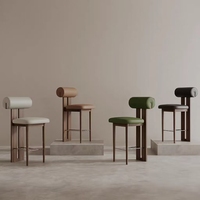 Tabouret de bar moderne en cuir et bois de noyer, style industriel, pour restaurant, hauteur de comptoir, luxe nordique