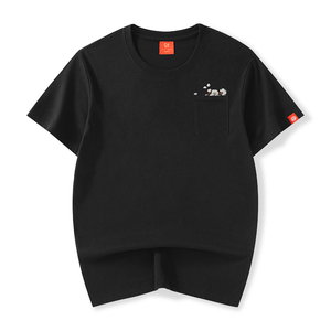 T-shirt surdimensionné noir brodé de fleurs, 100% coton, unisexe, manches courtes, col rond, style japonais, logo personnalisé - Product Image 5
