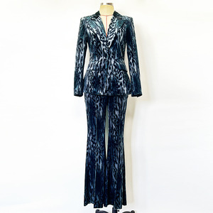 Completi in <span class=keywords><strong>Velluto</strong></span> di Alta Qualità per Donne, Set Eleganti con Stampa Leopardata per Ufficio - Product Image 2