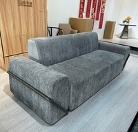 Leicht zu verstauendes, breites Sofa aus hellbraunem Samt, komprimiert, modern, luxuriös, faltbar, ausziehbar, umwandelbar, Couch aus Edelstahl