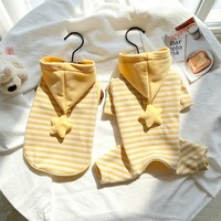Sweat-shirt rayé pour chien, vêtements doux pour animaux de compagnie, avec anneau en D pour laisse, tenue lavable pour petits chiens et chats