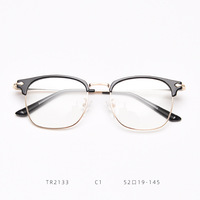 Lunettes de vue rétro classiques à verres transparents pour hommes et femmes, monture de lunettes vintage en demi-métal, design tendance