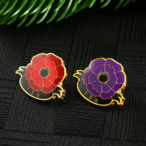 เข็มกลัดโลหะสังกะสีเคลือบสีทองพิมพ์ลายดอกไม้2สีสำหรับเสื้อผ้าหรือกระเป๋า - Product Image 5