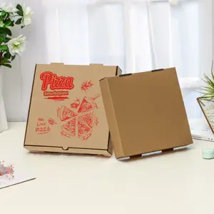 Kotak kemasan Pizza sekali pakai 7 8 9 10 12 inci kertas Kraft E bergelombang komersial kemasan rumah pengiriman
