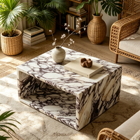 Table basse rectangulaire de luxe moderne en marbre naturel Calacatta Viola, table d'appoint blanche, table à café pour salon, villa