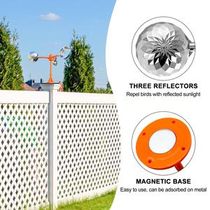 Répulsif d'Oiseaux Portable à Énergie Solaire et Éolienne avec Éoliennes Réfléchissantes pour Jardins, Vergers et Forêts - Product Image 4