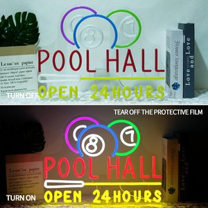 Pool Hall Letreros Neon open 24 Hours LED dimmable USB powered ambient <b>light</b> store <b>window</b> decoration <b>light</b> indicator <b>light</b> 5V - Product Image 2