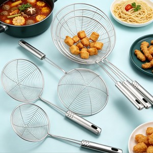 Stainless Steel Strainer Set 5pcs Kitchen Colander For Noodles Fried Food <b>Hot</b> Pot Straining With Anti Scald Handle - Product Image 2