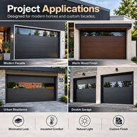 Porte de garage moderne isolée LIXON, pleine vitrerie, panneau sandwich en acier et aluminium, porte sectionnelle pour villa