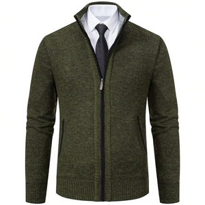 Suéter Cárdigan de Invierno para Hombre, Color Negro, <span class=keywords><strong>Gris</strong></span> y Beige, con Forro Polar Grueso, Cuello Alto, Estilo Casual y Cálido - Product Image 6