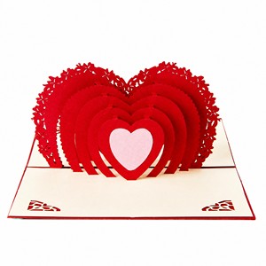 Carte de vœux pop-up en forme de cœur rouge 3D, faite à la main, en papier Kirigami Origami, pour la Saint-Valentin, les mariages, les invitations, les cartes cadeaux - Product Image 1