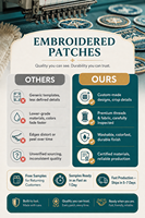 Patchs brodés 3D personnalisés à thermocoller – Logo sur mesure pour vestes, chapeaux, sacs à dos, uniformes en jean, t-shirts et sweats à capuche
