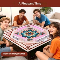 Tapis de mahjong imprimé style Dunhuang, carré, épaissi, imperméable, silencieux, antidérapant, modèle CRL-9854 pour salles de jeux à domicile