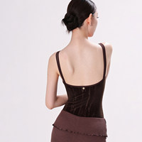 Justaucorps de ballet sans manches pour femme, tenue d'entraînement de gymnastique, motif sombre, empiècements en maille, coupe moulante