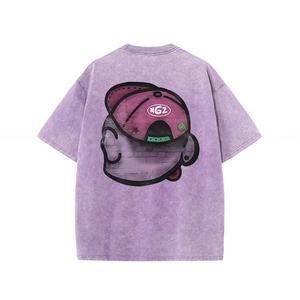 Camiseta lavada con ácido para hombre de peso pesado personalizada 100% algodón puro estampado callejero de gran tamaño para venta al por mayor - Product Image 1