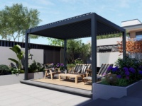 Pergola motorisée en aluminium avec toit à lamelles réglables manuellement, imperméable et résistante aux UV, pour terrasse extérieure