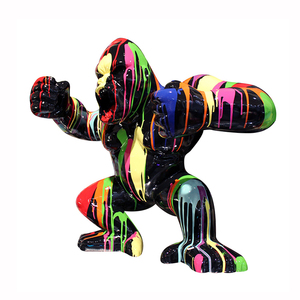 Tùy Chỉnh Sợi Thủy Tinh Pháp Hoang Dã <span class=keywords><strong>Kong</strong></span> Động Vật Điêu Khắc Màu Xanh Khỉ Đột Nhựa Bức Tượng Khỉ Đột Từ Bên Ngoài - Product Image 5