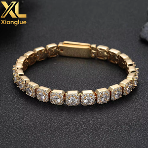 Bling Iced Out <b>Bracelet</b> AAA CZ Tennis Diamond <b>Bracelets</b> for Men 10mm Square Shape Cluster Tennis Chain Men Hiphop Jewelry - Product Image 1