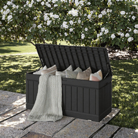 Caisse de rangement extérieure et intérieure en métal de 400 litres pour coussins et oreillers, coffre de jardin avec couvercle verrouillable, étanche, pour outils de piscine