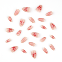 24 faux ongles de haute qualité, style Saint-Valentin, brillants, à poser, réutilisables, faux ongles à marque privée, qualité salon.
